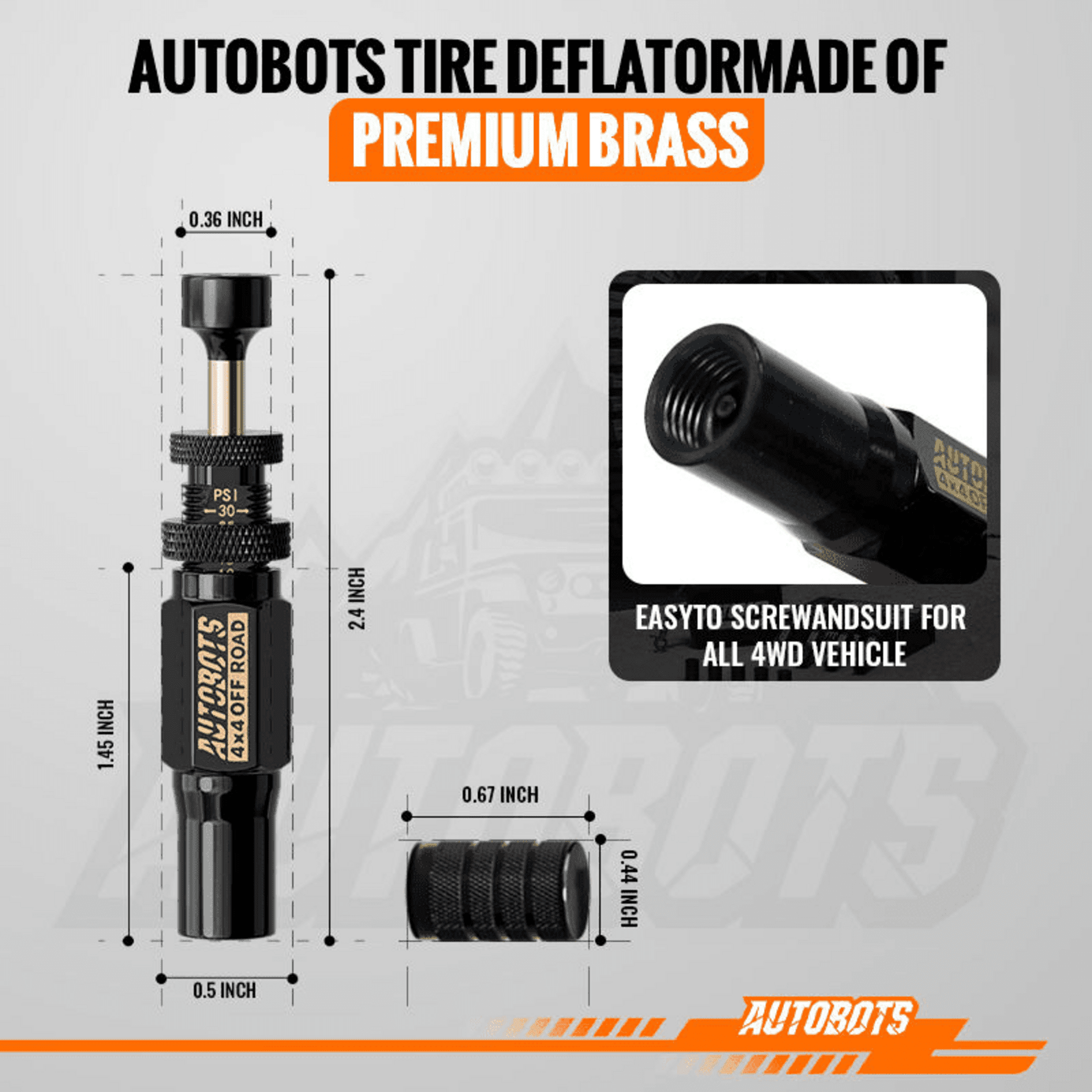 Kit 4 Válvulas Desinfladoras Automáticas 4x4 Ajustables 0.7-2 Bar con Estuche - 2