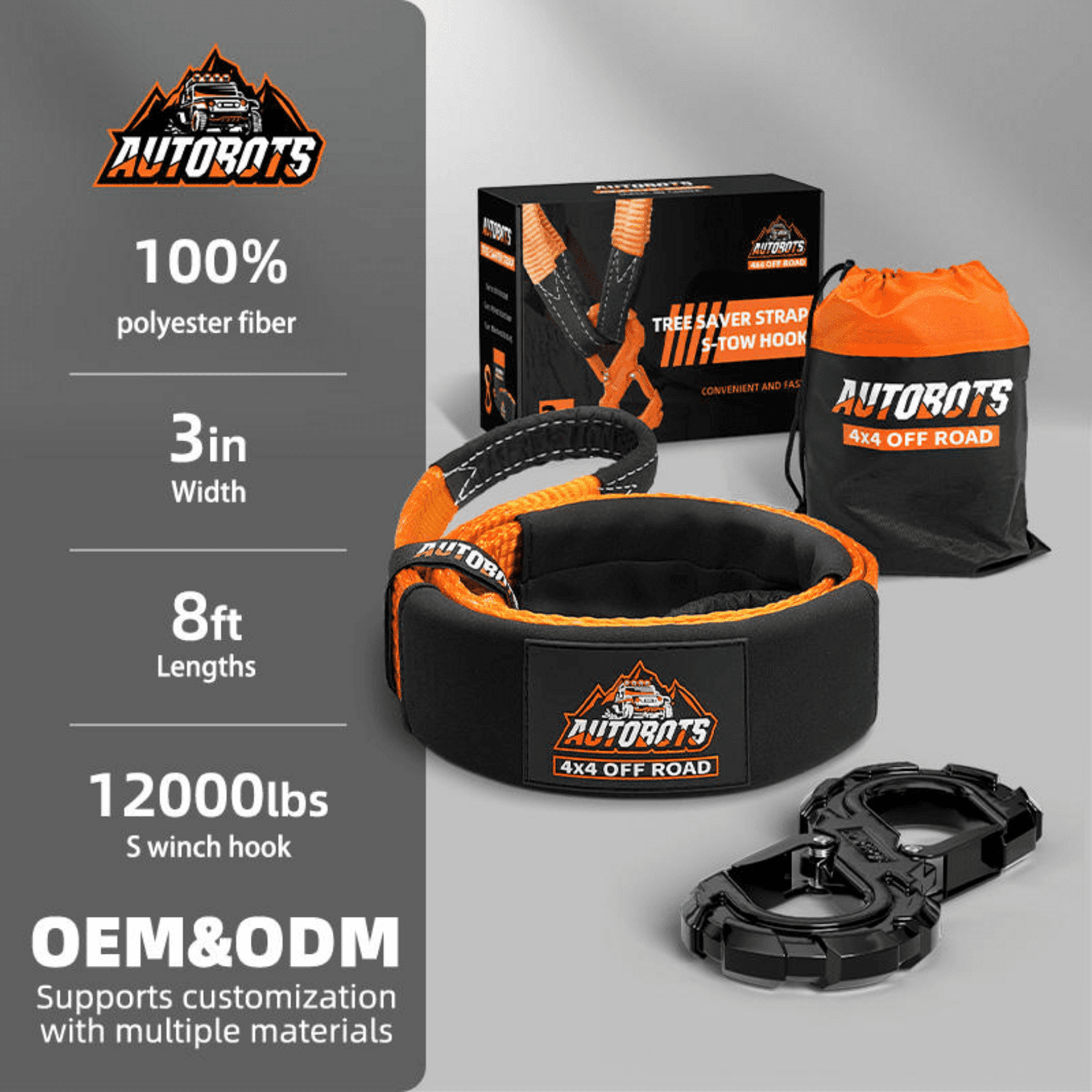 Kit eslinga + grillete en S + bolsa, 12000Lb 2.5 metros x 3" - 2