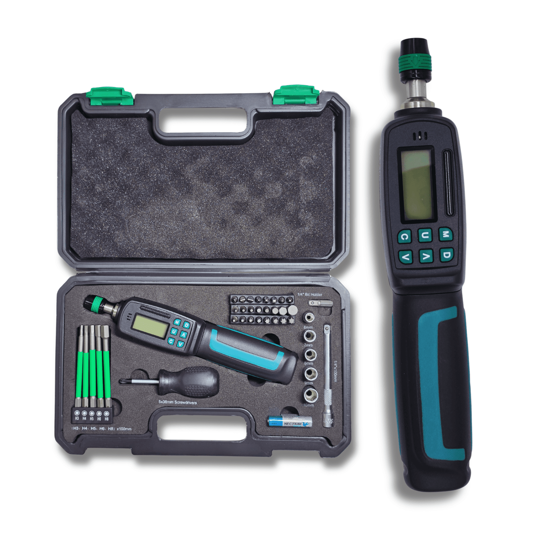Destornillador Dinamométrico 0.24–8 Nm Digital 1/4” 39 Piezas, LCD con Avisador - 1