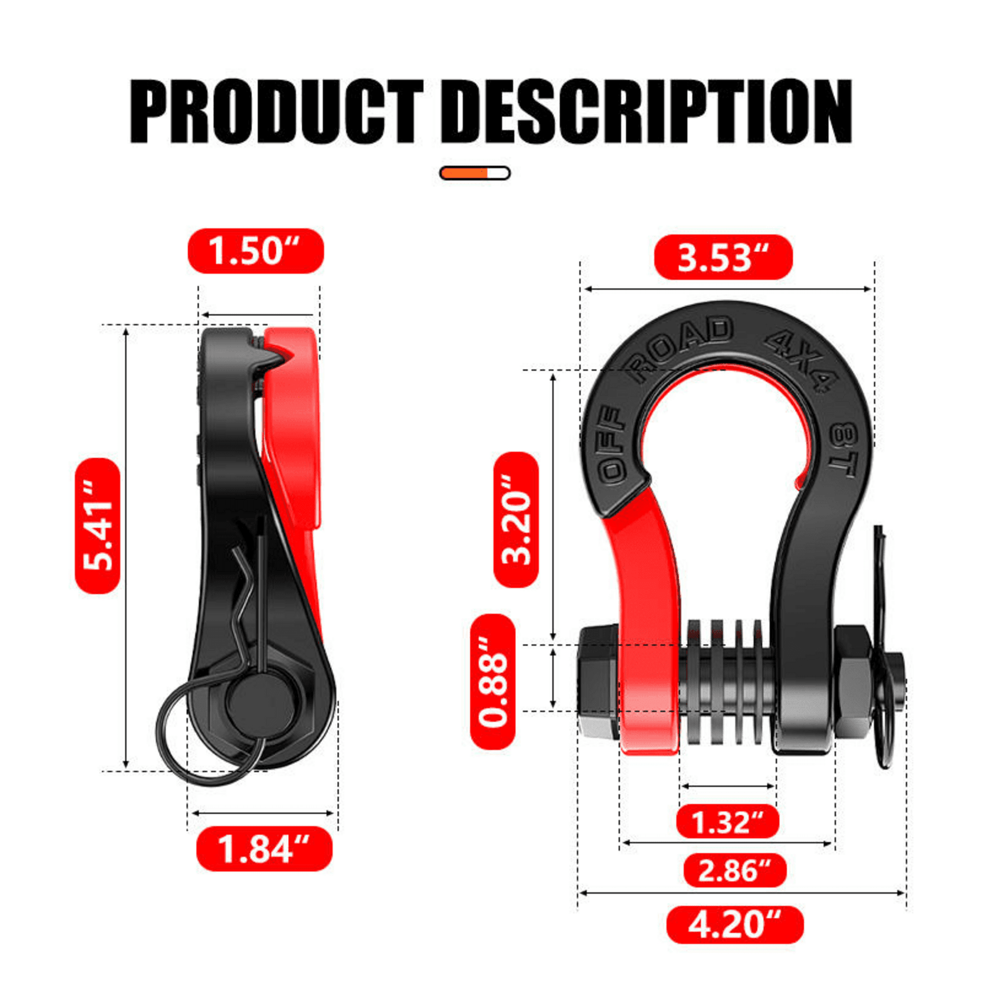 Pareja de Grilletes 4x4 Desmontables Magnéticos 8T Reforzados Offroad - 4
