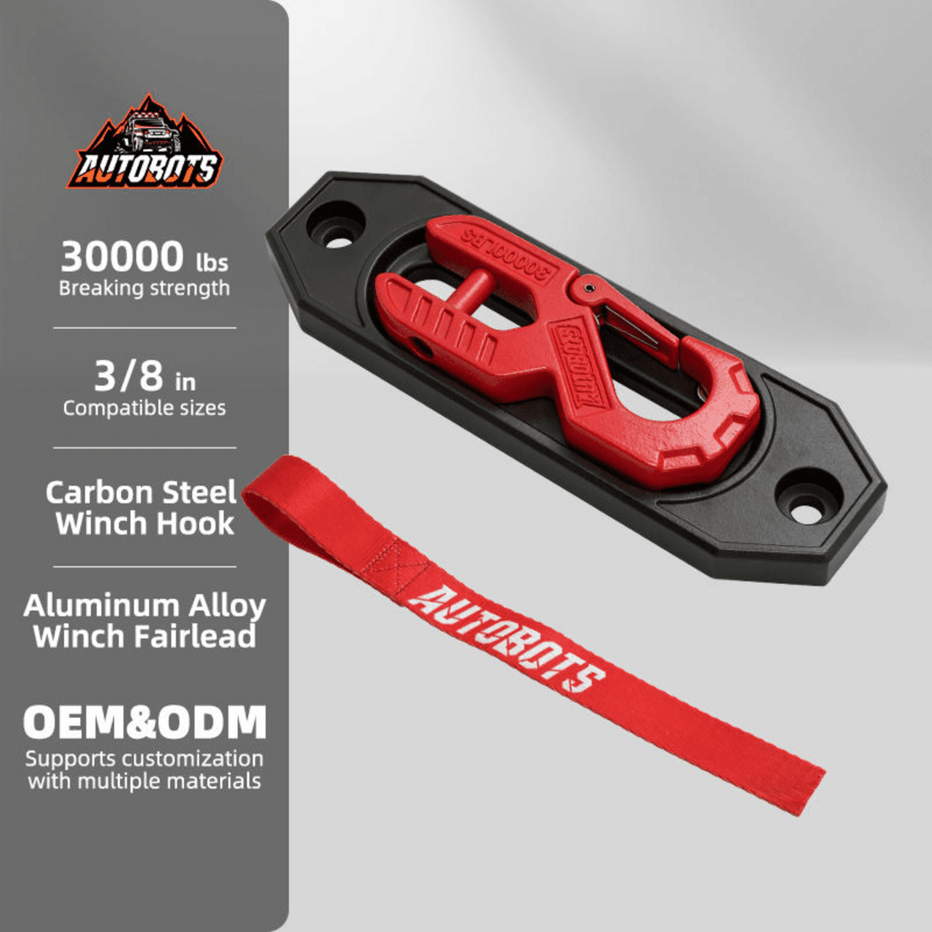 Kit Gancho de Winch Forjado + Guía + Cinta + Tornillería 30000 lbs - 3