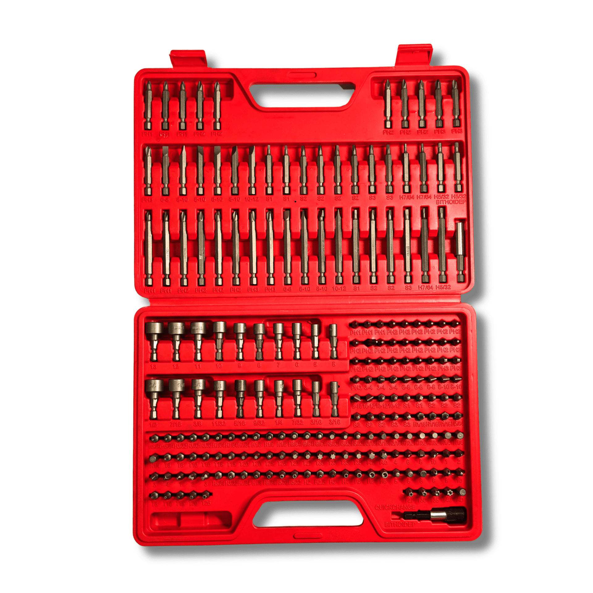 Maletín de Puntas 1/4” para Atornillador Eléctrico 209 Piezas CRV con Adaptador - 1
