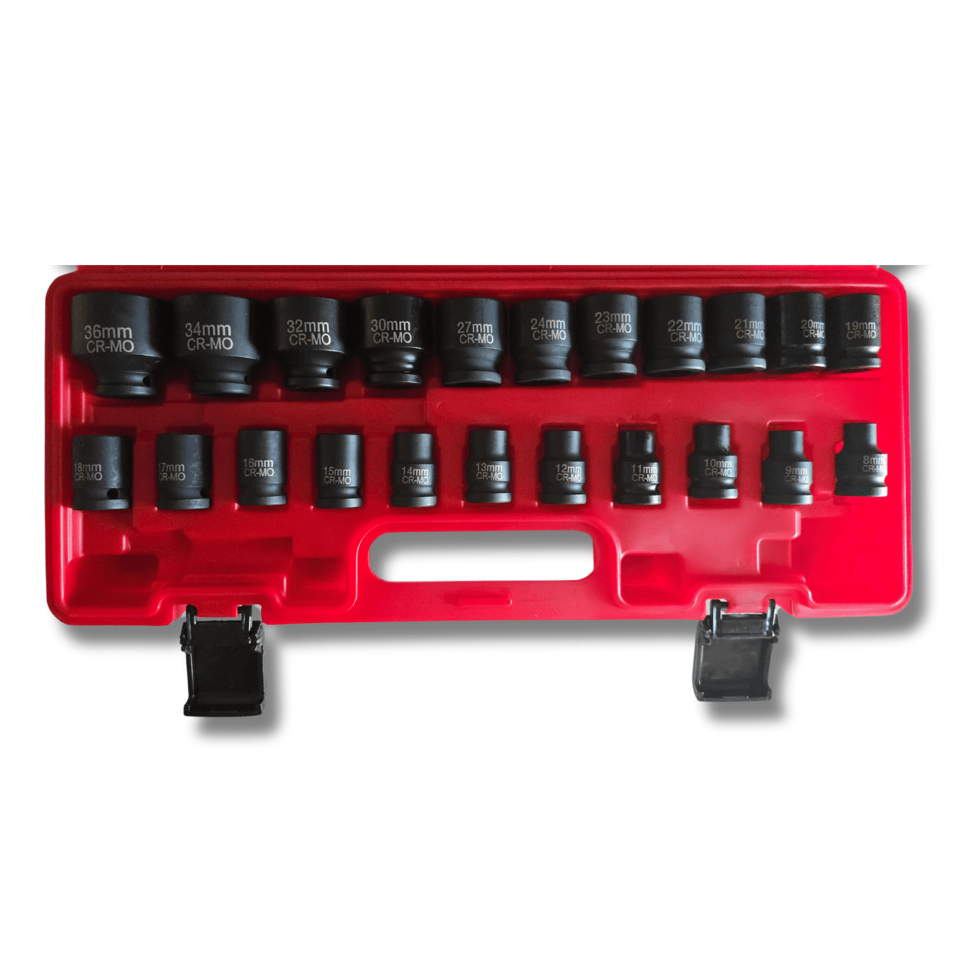 Maletín Vasos 1/2" Cortos 22 Piezas CR-MO 8-36 mm Impacto Profesional - 2
