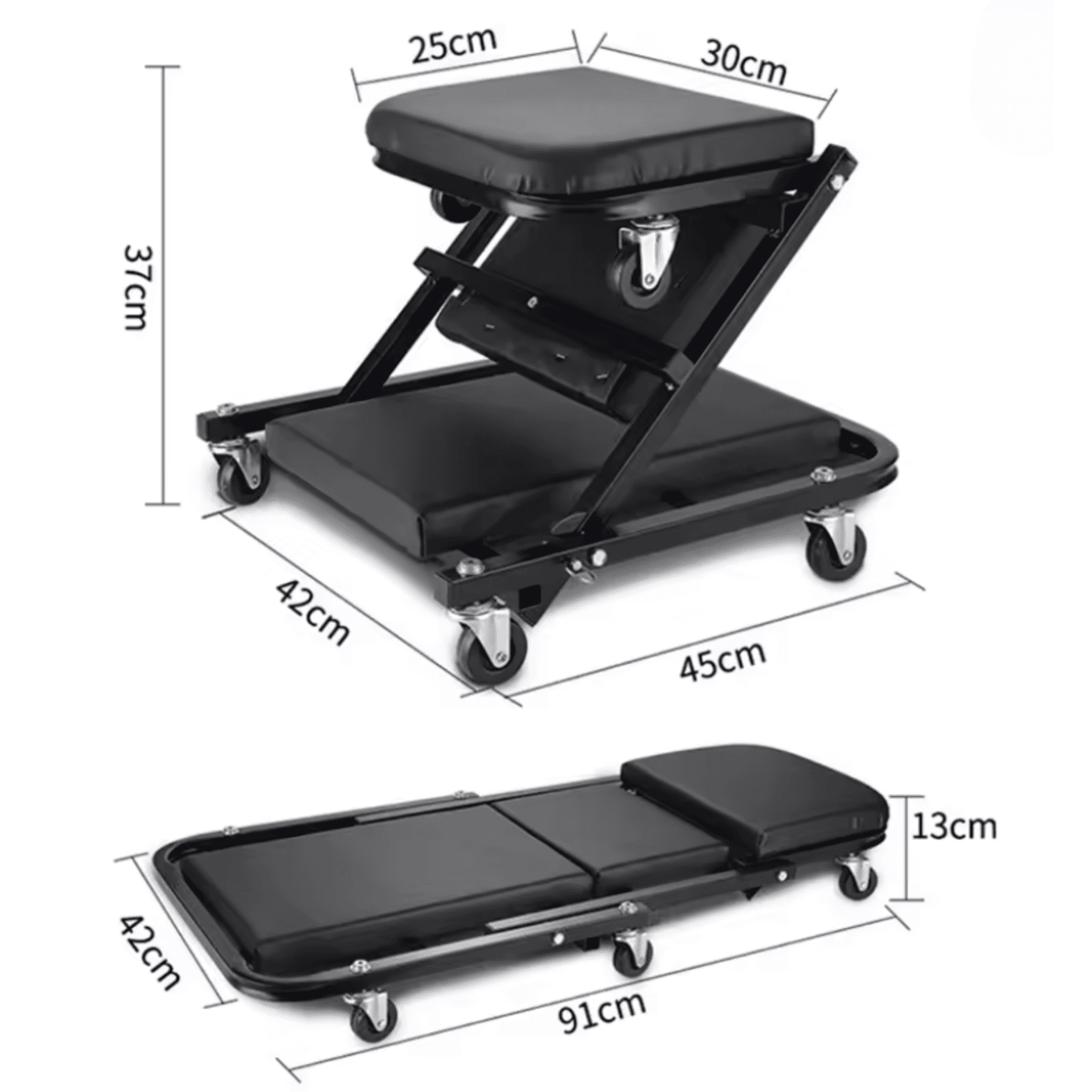 Camilla Convertible en Silla para Mecánico con 6 ruedas 360º - 2