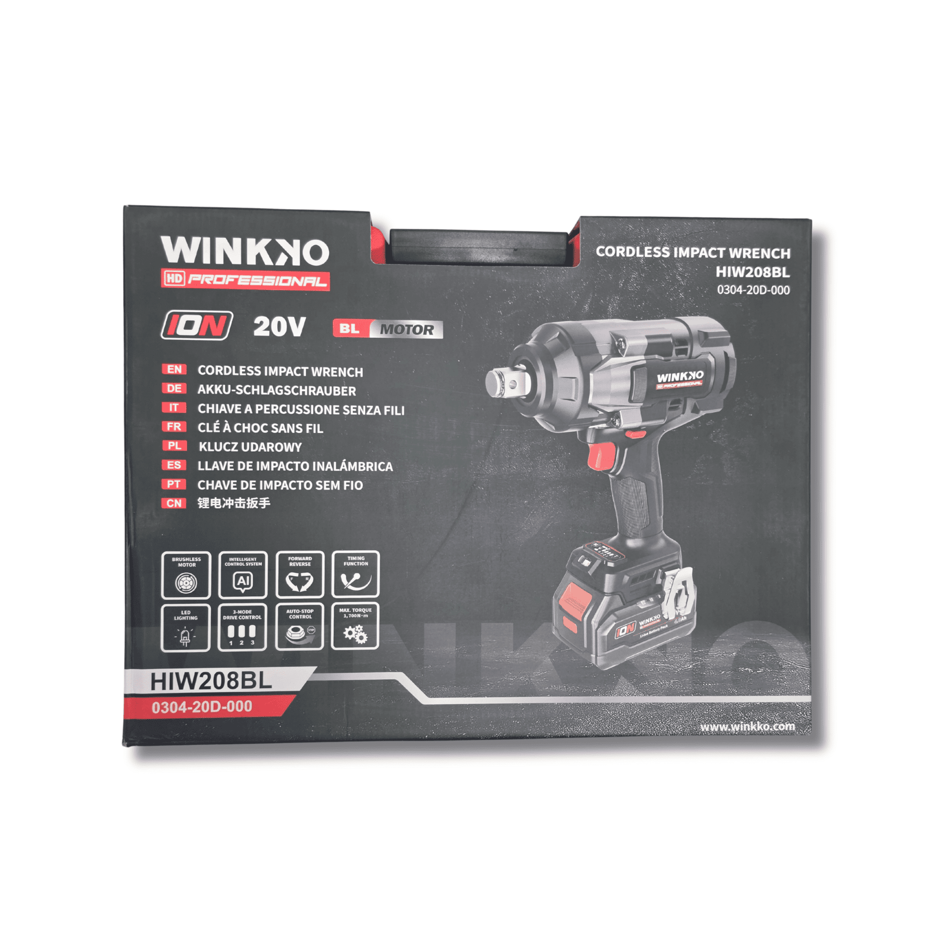 Pistola de Impacto Profesional 1/2” 20V 4.0Ah Brushless 1700Nm con 2 Baterías - 7