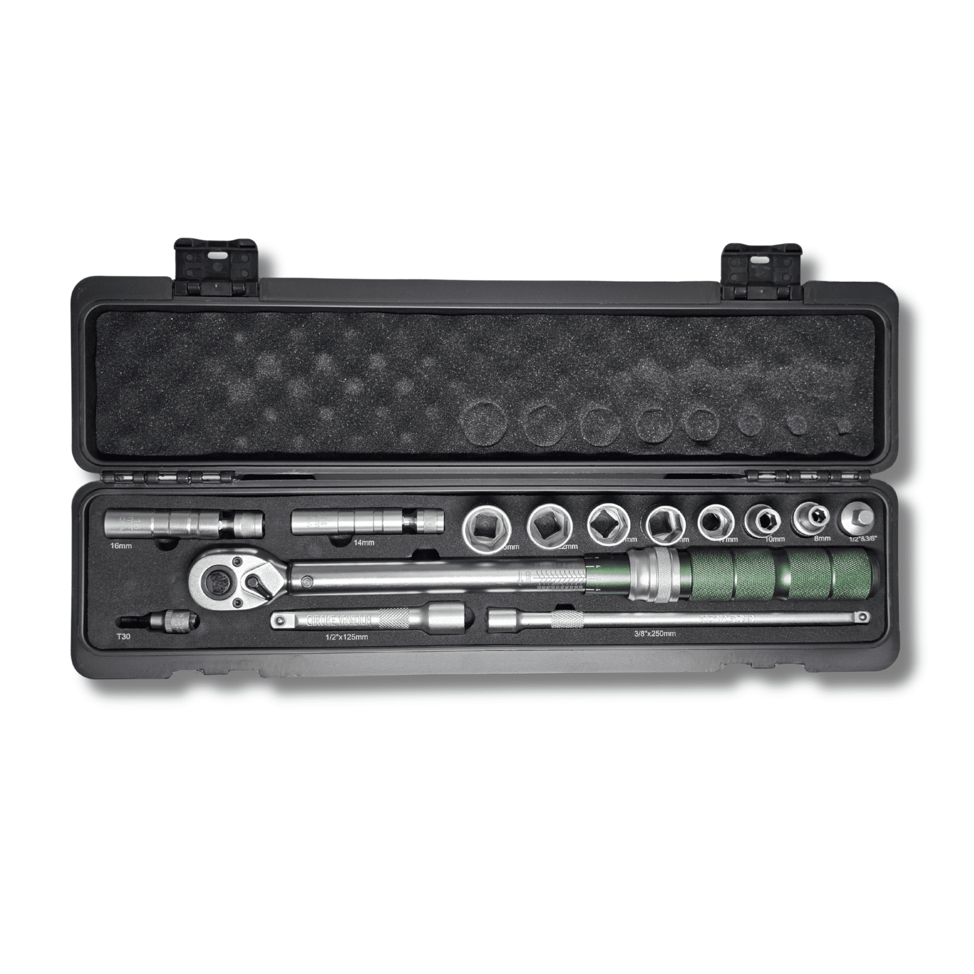 Llave Dinamométrica Profesional 1/2” 20–220Nm con Vasos, Torx, Llaves de Bujía - 1