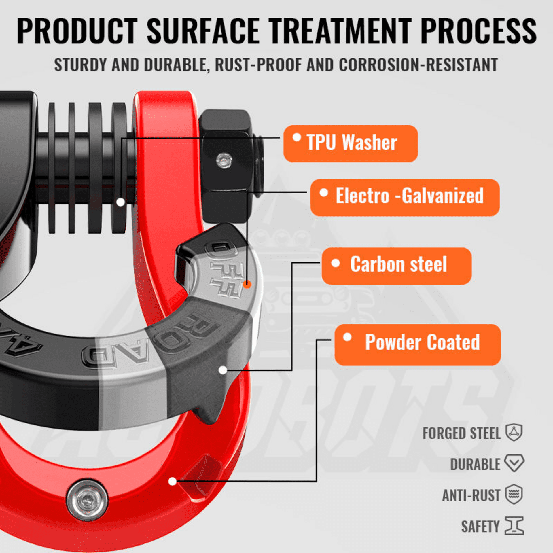 Pareja de Grilletes 4x4 Desmontables Magnéticos 10T Reforzados Offroad - 4