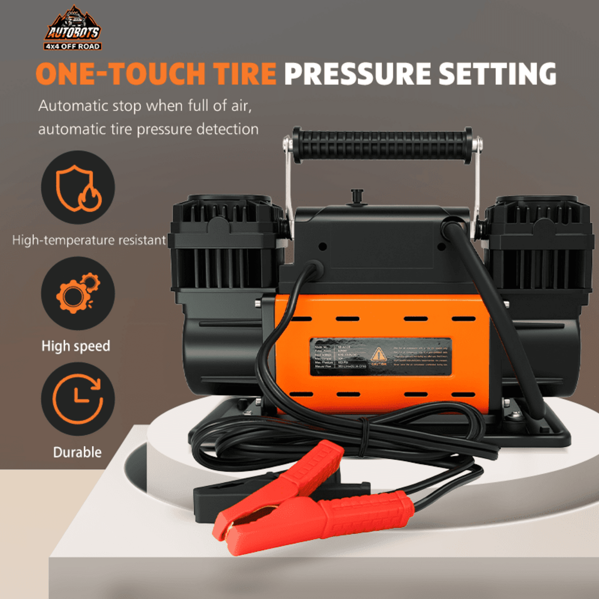 Compresor de Ruedas Portátil Bicilíndrico 12V 350L/min 150PSI con Pantalla LCD - 5