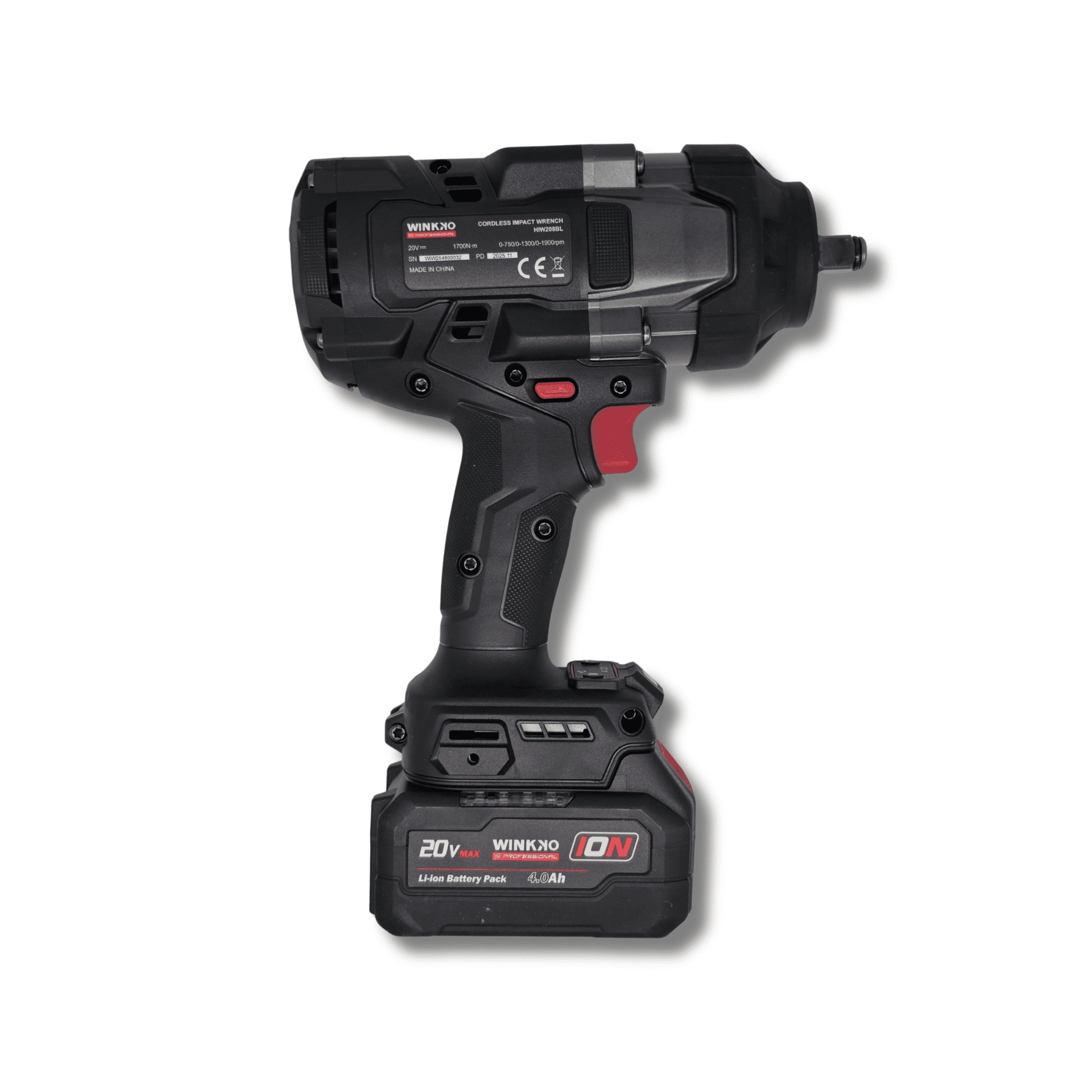 Pistola de Impacto Profesional 1/2” 20V 4.0Ah Brushless 1700Nm con 2 Baterías - 5