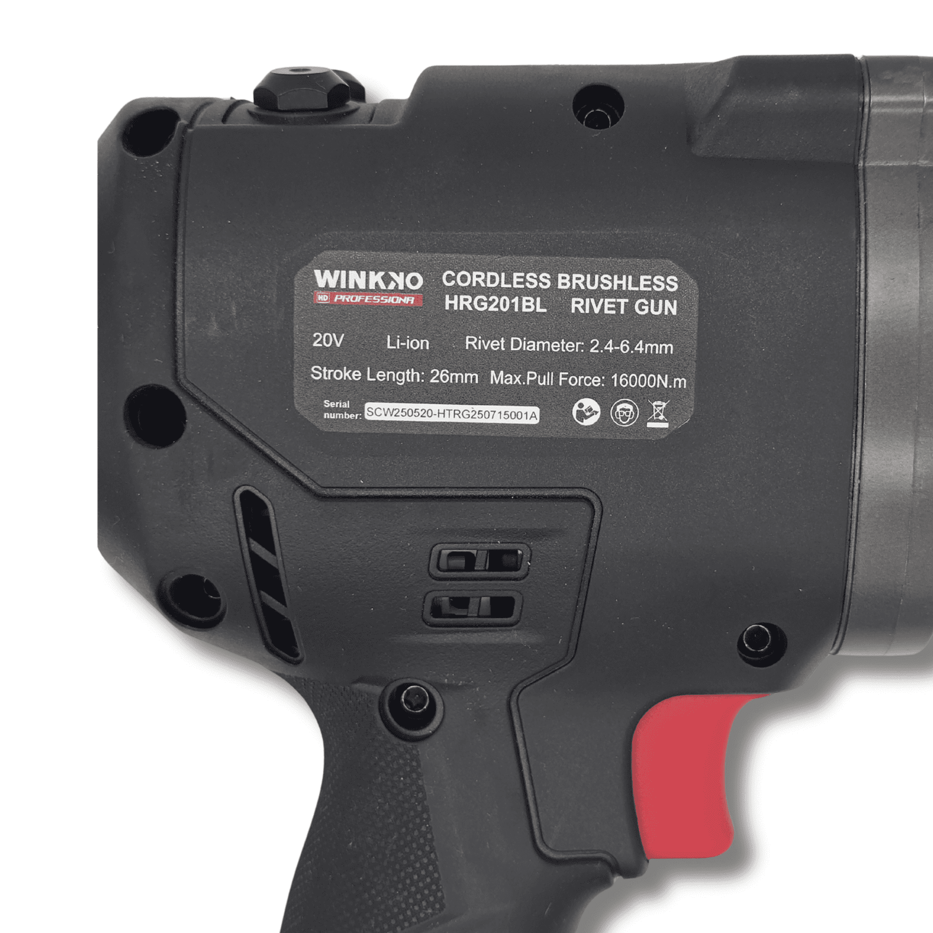 Remachadora Eléctrica Industrial 20V 4.0Ah y 16000N de Fuerza - 2.4 a 6.4 mm - - 4