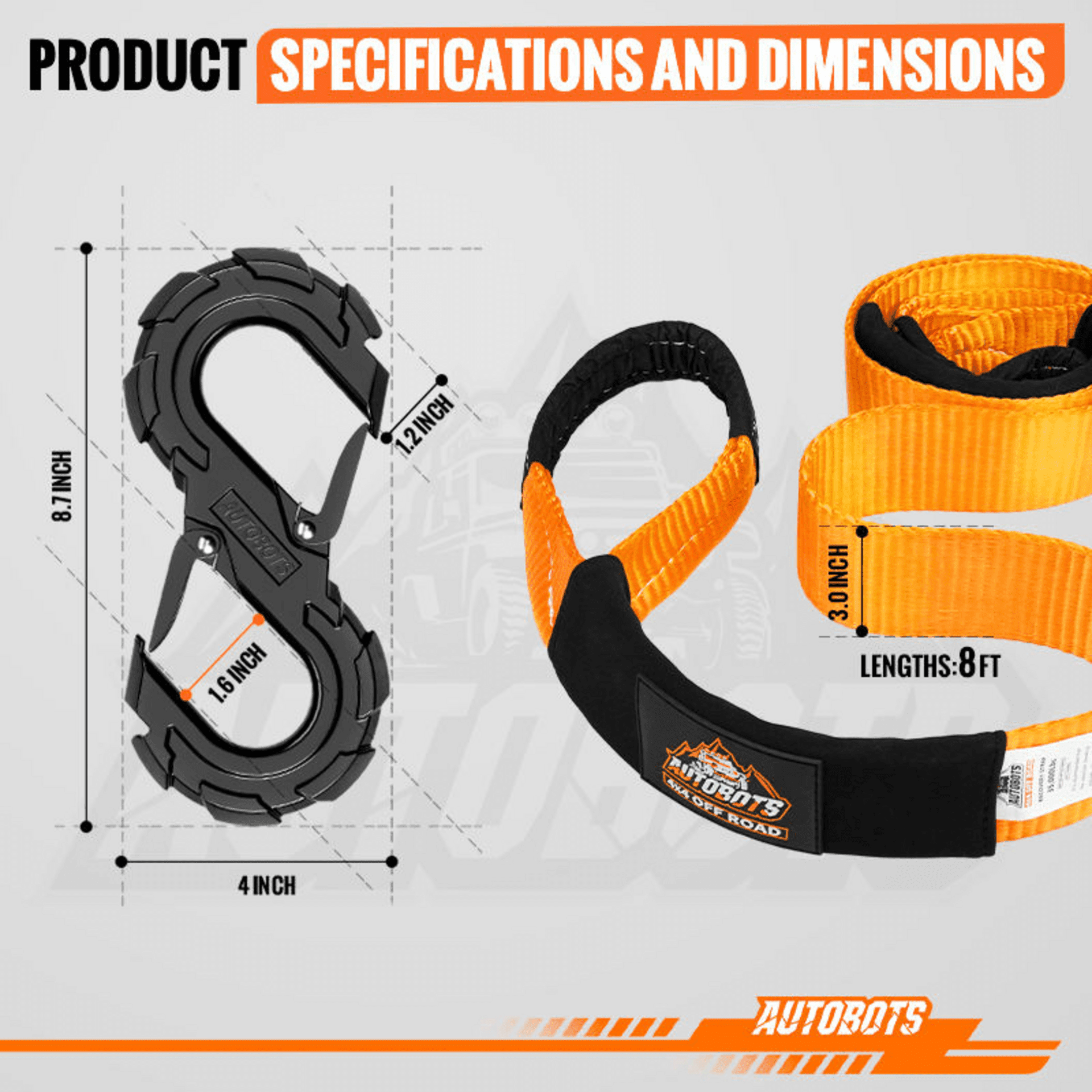 Kit eslinga + grillete en S + bolsa, 12000Lb 2.5 metros x 3" - 5