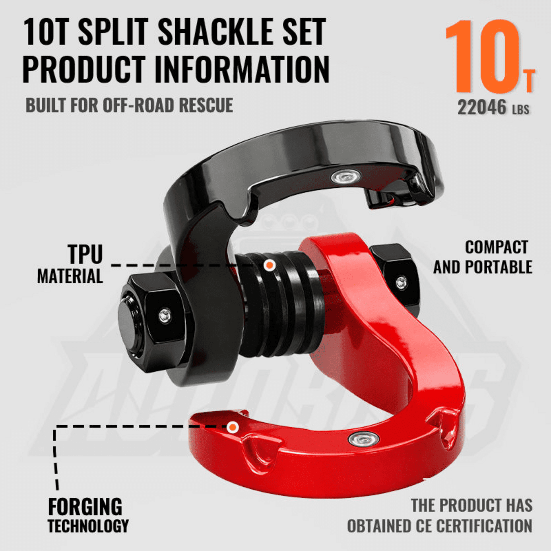 Pareja de Grilletes 4x4 Desmontables Magnéticos 10T Reforzados Offroad - 7