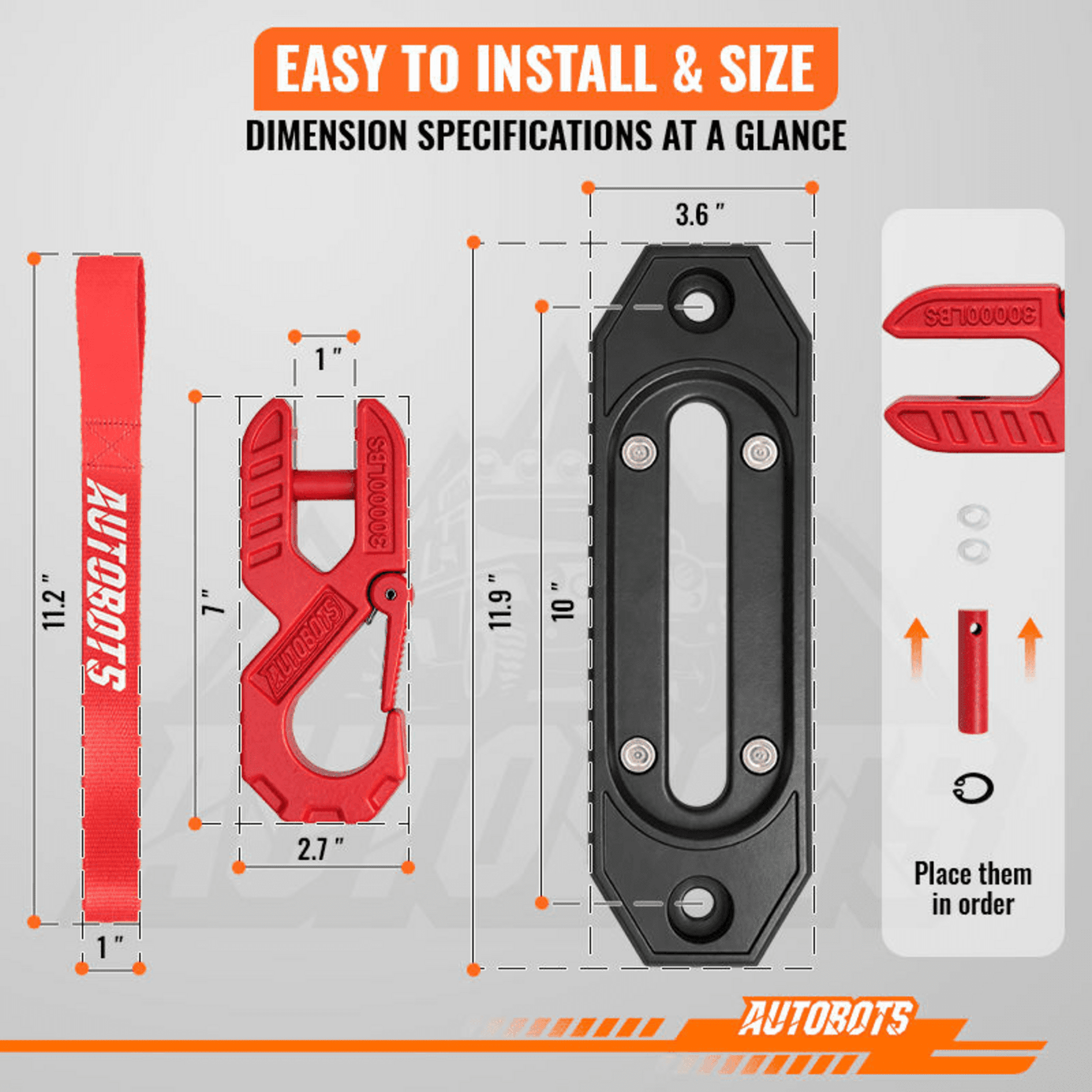 Kit Gancho de Winch Forjado + Guía + Cinta + Tornillería 30000 lbs - 4